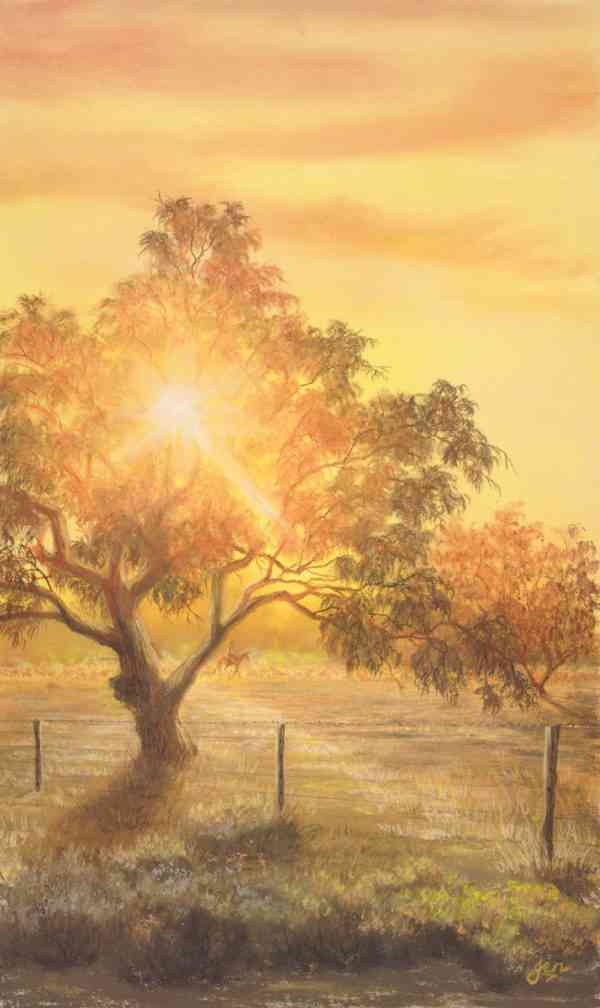 Bourke: A Vision Splendid Yellow Panel_Jenny Greentree Art